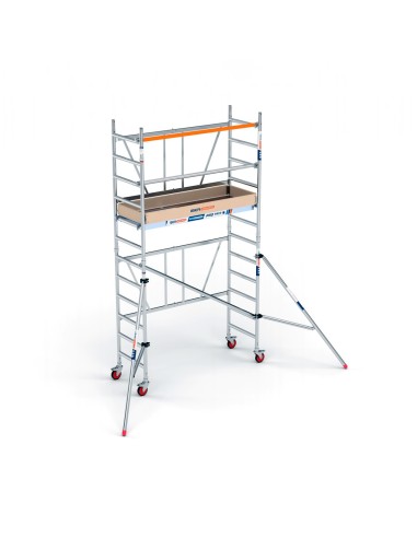 Andamio plegable de aluminio 75x190 - 4,70 m Altura de trabajo con estabilizadores y rodapiés