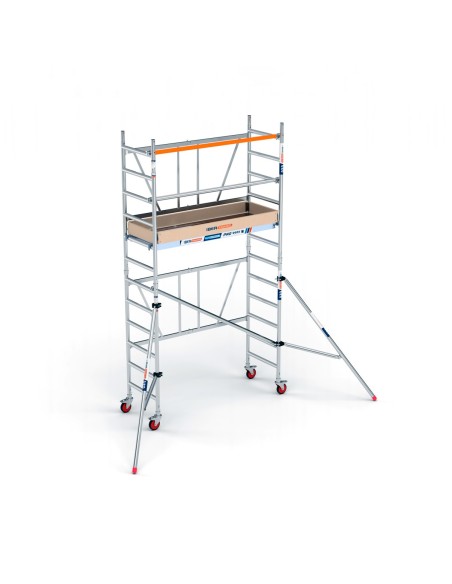 Andamio plegable de aluminio 75x190 - 4,70 m Altura de trabajo con estabilizadores y rodapiés