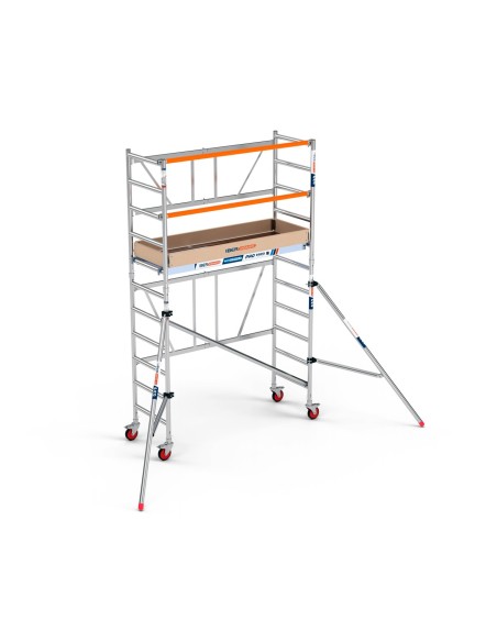 Andamio plegable de aluminio 75x190 - 4,20 m Altura de trabajo con rodapié y estabilizadores