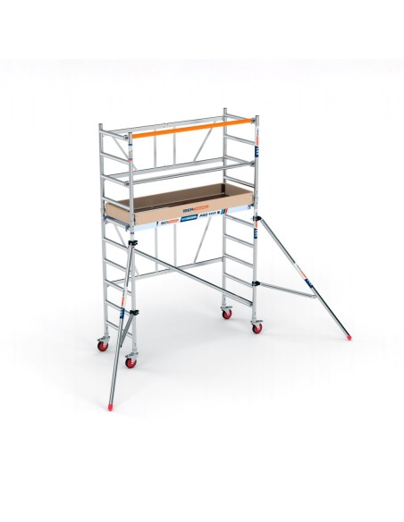 Andamio plegable de aluminio 75x190 - 3,85 m Altura de trabajo rodapié + estabilizadores