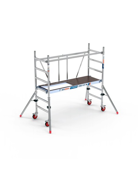 Andamio plegable de aluminio 75x190 - 3 m Altura de trabajo con trampilla y estabilizadores MINISTAB