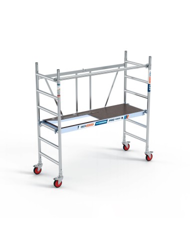 Andamio plegable de aluminio 75x190 - 3 m Altura de trabajo con trampilla y con barra