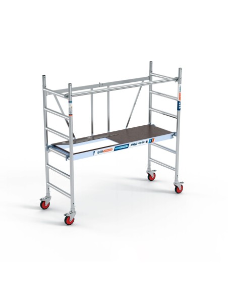 Andamio plegable de aluminio 75x190 - 3 m Altura de trabajo con trampilla y con barra