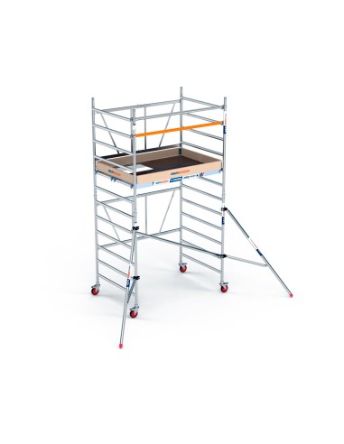 Andaime dobrável em alumínio 135x190 - 4,70 m Altura de trabalho CT, ST, estabilizadores e rodapés