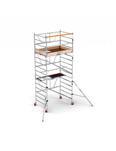 Andaime dobrável em alumínio 135x190 - 5,70 m de altura de trabalho com estabilizadores e rodapés