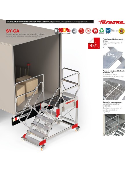 Escalera de aluminio para tráiler y camiones. Uso profesional