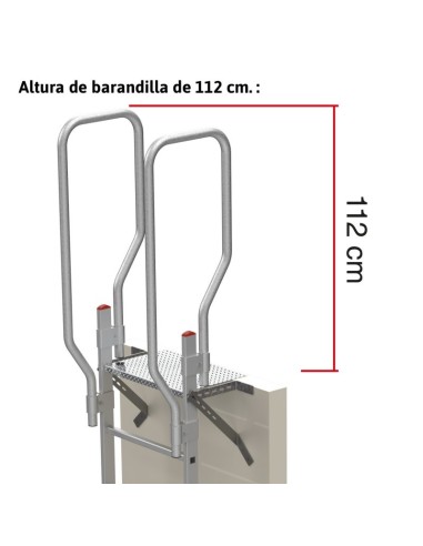 Escalera de seguridad vertical SVS0-124 para entreplantas y altillos. Entre 0,96 / 1,24 m