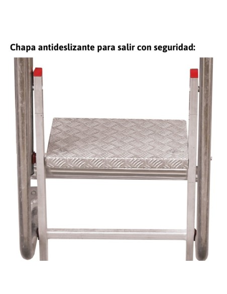 Escalera de seguridad vertical SVS0-124 para entreplantas y altillos. Entre 0,96 / 1,24 m