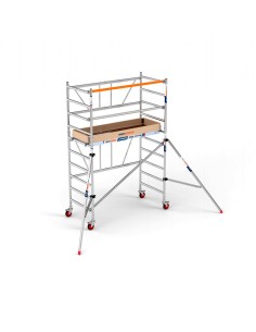 Andaime dobrável em alumínio 90x190 - 3,85 m Altura de trabalho rodapé + estabilizadores