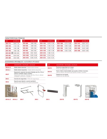 Escada vertical SVS1 com gaiola e patamar 7,68/7,96 Altura da parede
