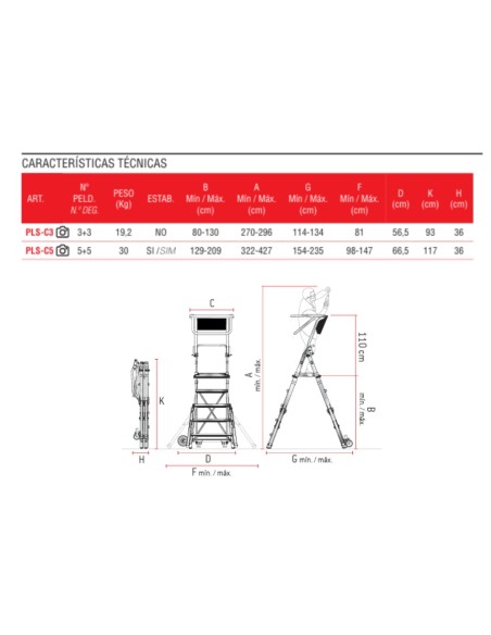 Escalera de aluminio plegable PLS-C5 - Faraone