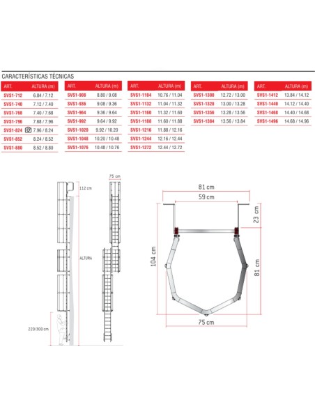 Escada vertical SVS1 com gaiola e patamar 7,40/7,68 Altura da parede