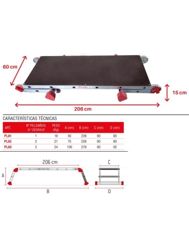 Plataforma profesional plegable PLA de 3 peldaños - FARAONE