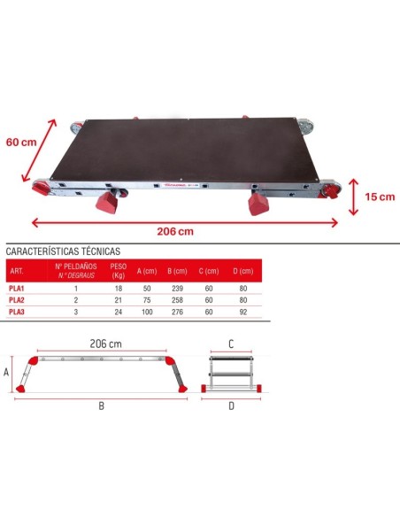 Plataforma profesional plegable PLA de 3 peldaños - FARAONE