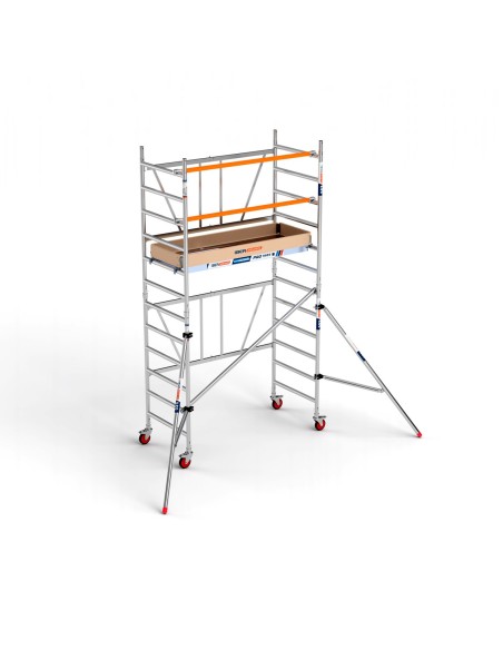 Andamio plegable de aluminio 90x190 - 4,70 m Altura de trabajo con estabilizadores y rodapiés