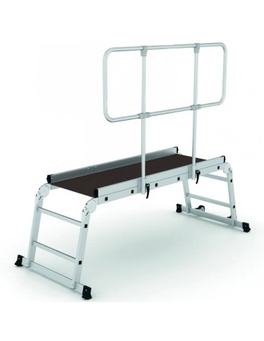 Plataforma dupla profissional em alumínio com 1 corrimão