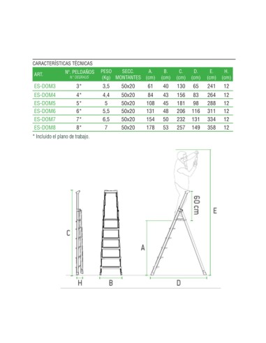 Escada profissional em tesoura de 3 degraus - ESCALIBUR