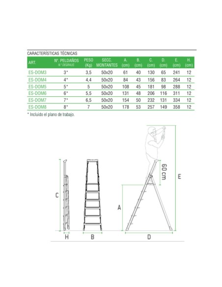 Escalera profesional de tijeras de 5 peldaños - ESCALIBUR