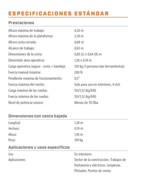 Plataforma elevatória manual ECOLIFT WR 4,20 m | Venda a profissionais