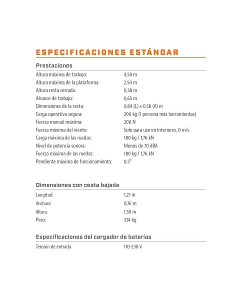 Plataforma elevatória NANO 25 | Altura 4,50 m | Segurança B2B