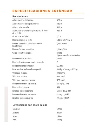 Plataforma elevadora NANO SP | Altura 4,50m | Seguridad B2B