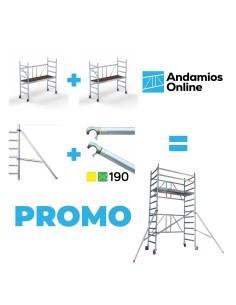 PROMO Andaime dobrável em alumínio 2x1 75x190 - 4,70 m Altura de trabalho