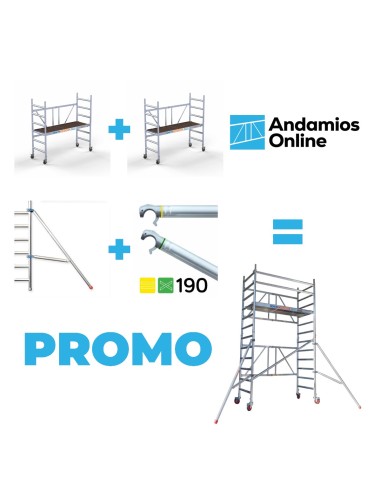 PROMO Andaime dobrável em alumínio 2x1 75x190 - 4,70 m Altura de trabalho