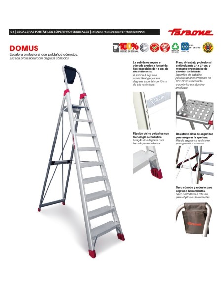 Escalera profesional de almacén DOMUS4 4 peldaños - FARAONE