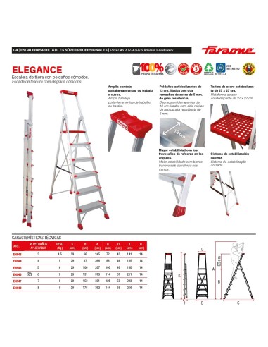 Escalera profesional de almacén ELEGANCE de 7 peldaños - FARAONE