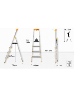 Escalera de Aluminio Plegable de 4 Peldaños Anchos (12 cm) – EN 131 2