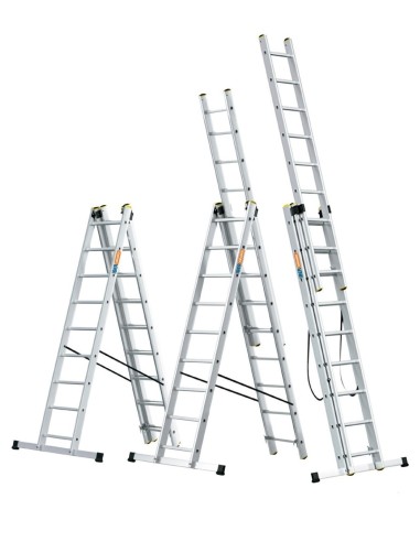 Escalera Triple Aluminio 3x12 Peldaños DW-PRO-3X12 | EN 131