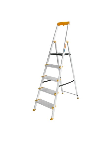 Escalera de Aluminio Plegable de 5 Peldaños Anchos (12 cm) – EN 131
