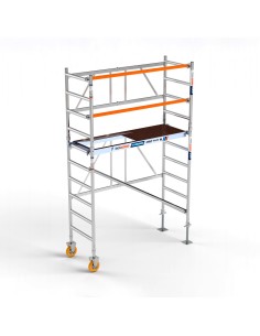 Andaime dobrável em alumínio 75x190 - 3,85 m Altura de trabalho com rodas e fusos de jardim
