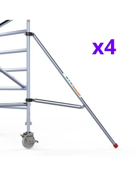 Andaime rebatível 75x150 3,5m de altura de trabalho com portinhola e 4 estabilizadores – COMPACT Módulo 1+2