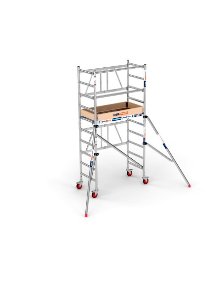 Andamio plegable 75x150 3,8m alt. trabajo con trampilla y estabilizadores – COMPACT M. 1+1