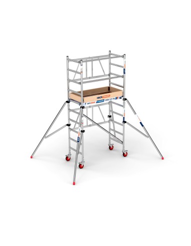 Andaime rebatível 75x150 3,8m com portinhola + 4 estabilizadores – COMPACT M. 1+1