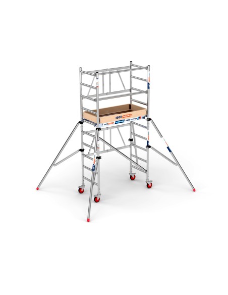 Andaime rebatível 75x150 3,8m com portinhola + 4 estabilizadores – COMPACT M. 1+1