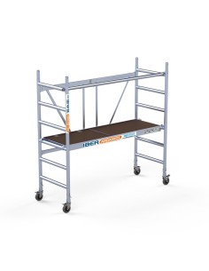 Andamio plegable de aluminio 75x190 - 3 m Altura de trabajo con trampilla y con barra 2