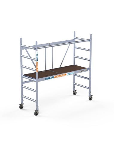 Andamio plegable de aluminio 75x190 - 3 m Altura de trabajo con trampilla y con barra