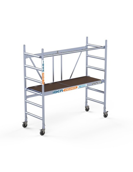 Andamio plegable de aluminio 75x190 - 3 m Altura de trabajo con trampilla y con barra