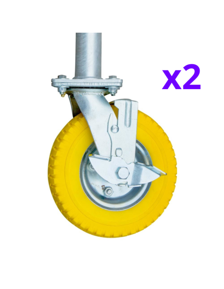 Andaime dobrável em alumínio 75x190 - 3,85 m Altura de trabalho com rodas e fusos de jardim