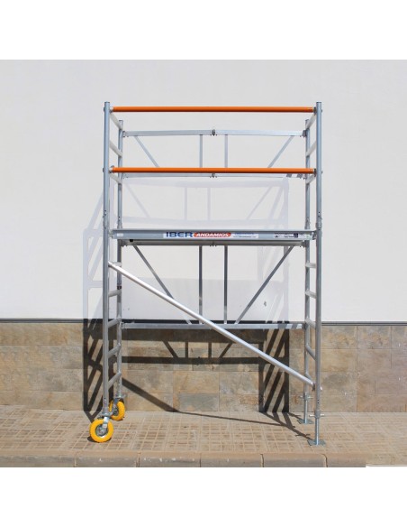 Andaime dobrável em alumínio 75x190 - 3,85 m Altura de trabalho com rodas e fusos de jardim