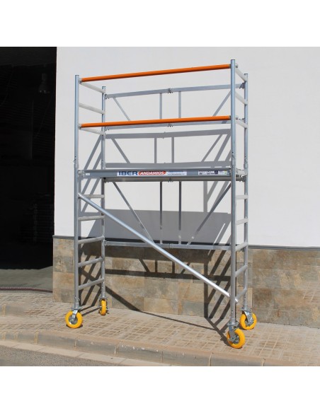 Andamio plegable de aluminio 75x190 - 3,85 m Altura de trabajo con ruedas de jardín