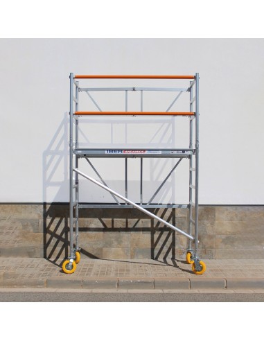 Andaime dobrável em alumínio 75x190 - 3,85 m Altura de trabalho com rodas de jardim