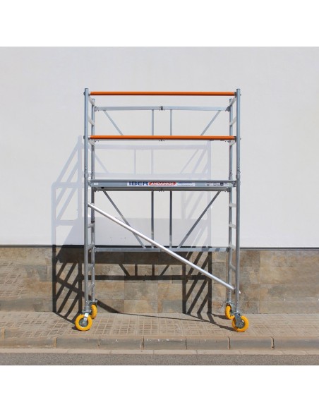 Andaime dobrável em alumínio 75x190 - 3,85 m Altura de trabalho com rodas de jardim
