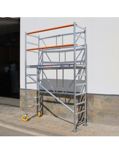 Andaime dobrável em alumínio 75x190 - 3,85 m Altura de trabalho com rodas e fusos de jardim 2