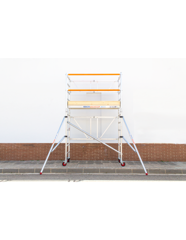 Andamio plegable de aluminio 75x190 - 4,20 m Altura de trabajo con rodapié y estabilizadores