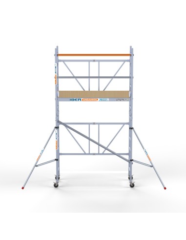 Andamio plegable de aluminio 75x190 - 4,70 m Altura de trabajo con estabilizadores y rodapiés