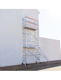 Andaime dobrável em alumínio 75x190 - 6,50 m de altura de trabalho com estabilizadores e rodapés 2