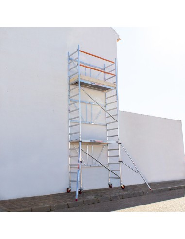 Andamio plegable de aluminio 75x190 - 6,50 m Altura de trabajo con estabilizadores y rodapiés
